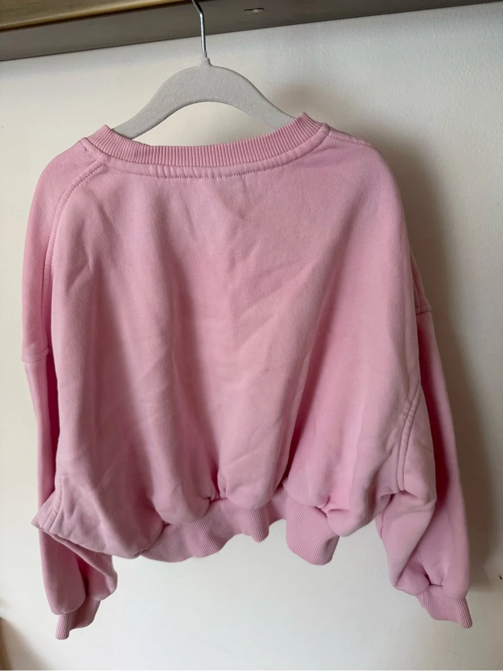 Nike Pink Cropped Sweatshirt with White Swoosh